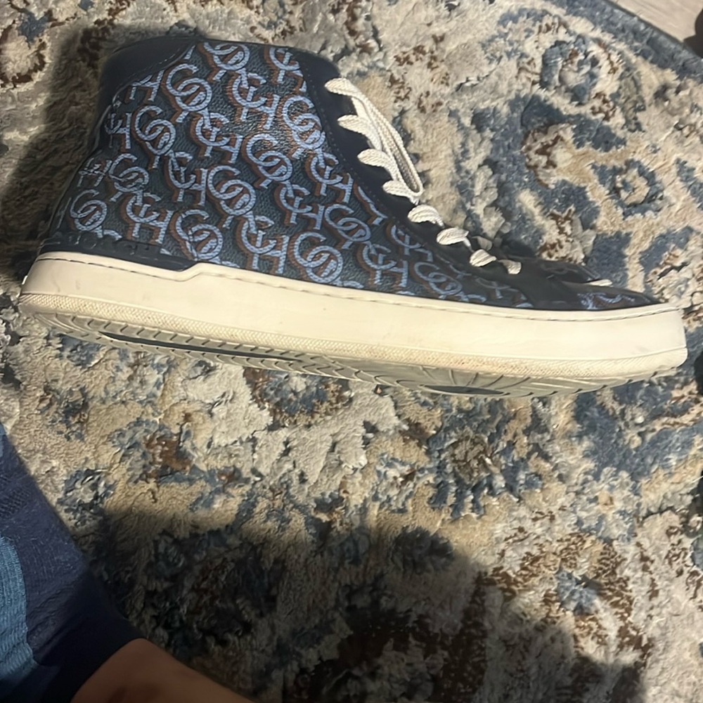 Coach Blue and White High-Top Sneakers - Picture 3 of 3